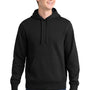 Sport-Tek Mens Shrink Resistant Fleece Hooded Sweatshirt Hoodie w/ Pouch Pocket - Black
