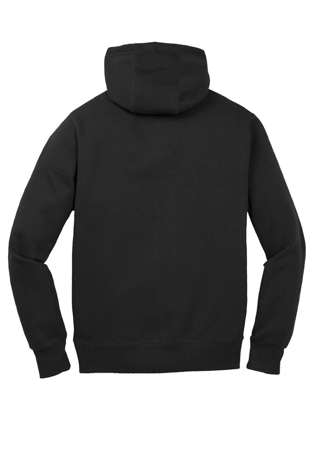 Sport-Tek ST254/TST254 Mens Shrink Resistant Fleece Hooded Sweatshirt Hoodie w/ Pouch Pocket Black Flat Back