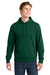 Sport-Tek ST254/TST254 Mens Shrink Resistant Fleece Hooded Sweatshirt Hoodie w/ Pouch Pocket Forest Green Model Front