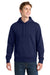 Sport-Tek ST254/TST254 Mens Shrink Resistant Fleece Hooded Sweatshirt Hoodie w/ Pouch Pocket True Navy Blue Model Front