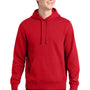 Sport-Tek Mens Shrink Resistant Fleece Hooded Sweatshirt Hoodie w/ Pouch Pocket - True Red