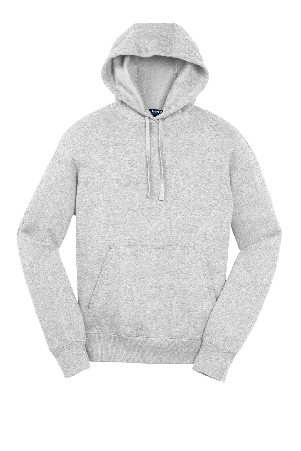 Sport-Tek ST254/TST254 Mens Shrink Resistant Fleece Hooded Sweatshirt Hoodie w/ Pouch Pocket Heather Grey Flat Front