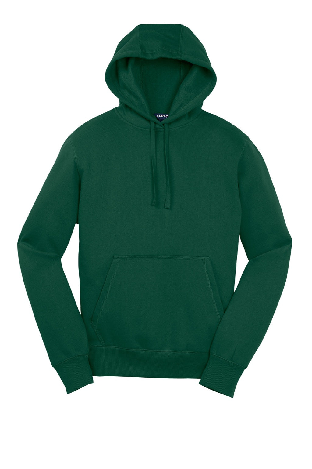 Sport-Tek ST254/TST254 Mens Shrink Resistant Fleece Hooded Sweatshirt Hoodie w/ Pouch Pocket Forest Green Flat Front