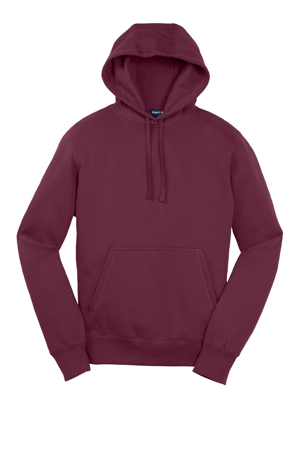 Sport-Tek ST254/TST254 Mens Shrink Resistant Fleece Hooded Sweatshirt Hoodie w/ Pouch Pocket Maroon Flat Front