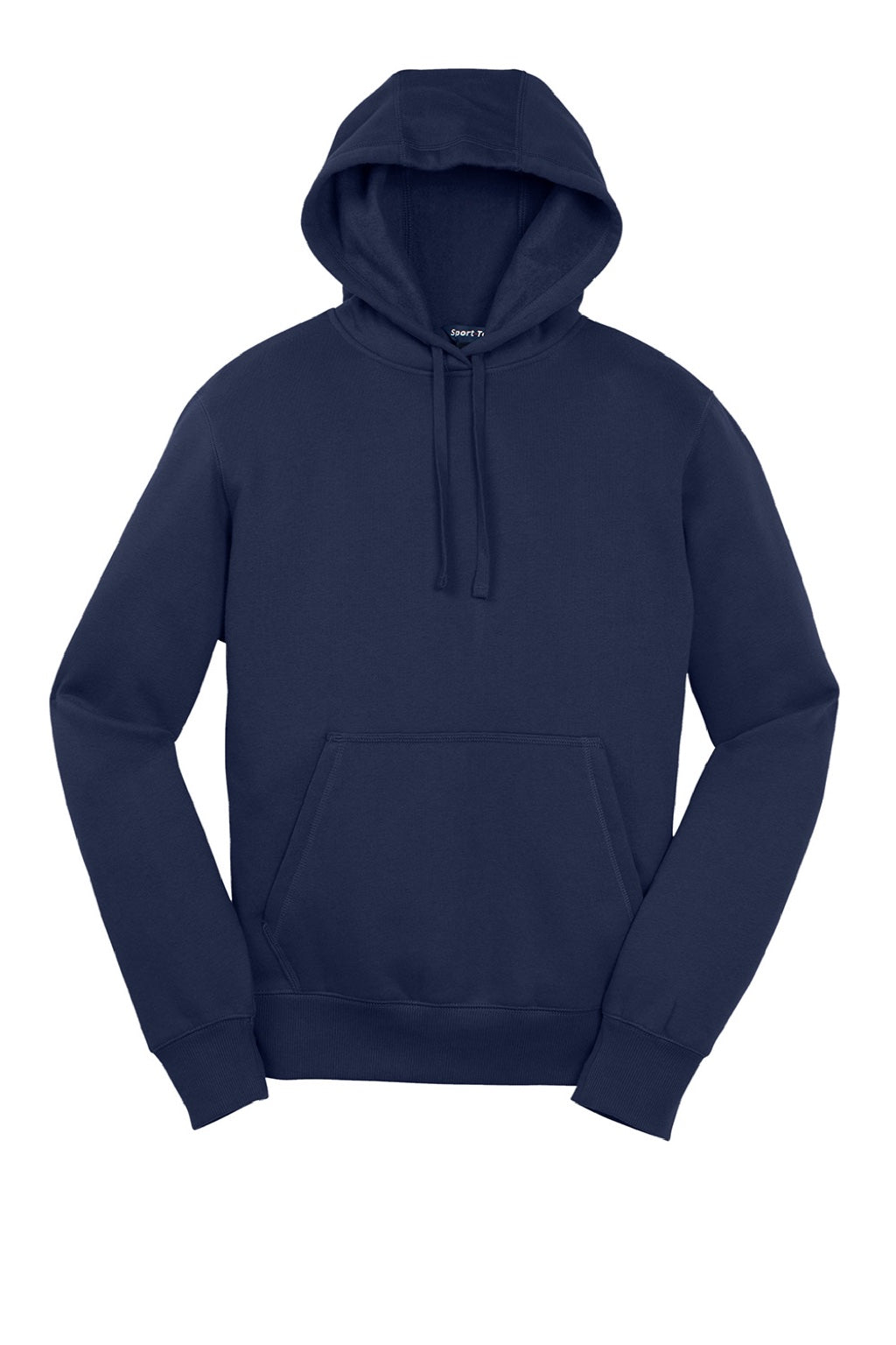 Sport-Tek ST254/TST254 Mens Shrink Resistant Fleece Hooded Sweatshirt Hoodie w/ Pouch Pocket True Navy Blue Flat Front