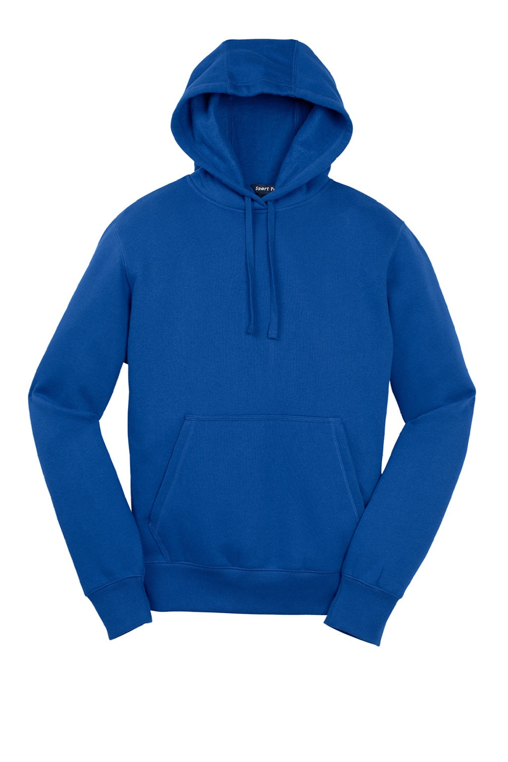Sport-Tek ST254/TST254 Mens Shrink Resistant Fleece Hooded Sweatshirt Hoodie w/ Pouch Pocket True Royal Blue Flat Front