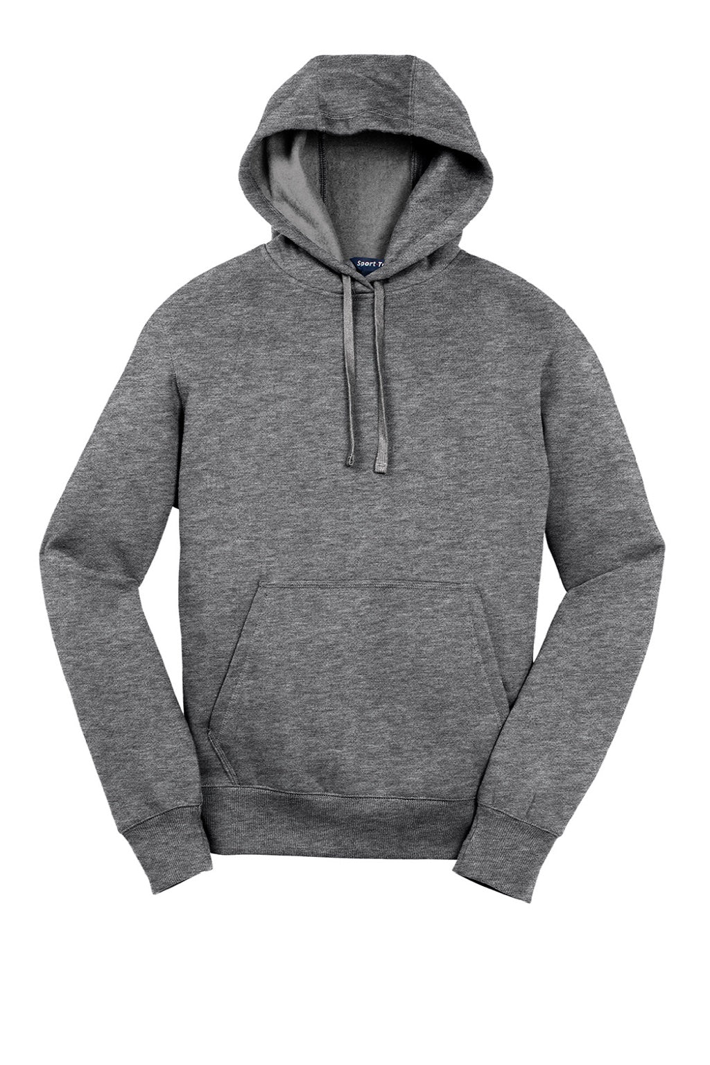 Sport-Tek ST254/TST254 Mens Shrink Resistant Fleece Hooded Sweatshirt Hoodie w/ Pouch Pocket Heather Vintage Grey Flat Front