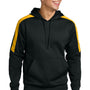 Sport-Tek Mens Sport-Wick Moisture Wicking United Fleece Hooded Sweatshirt Hoodie w/ Pouch Pocket - Black/Gold
