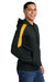 Sport-Tek ST255 Mens Sport-Wick Moisture Wicking United Fleece Hooded Sweatshirt Hoodie w/ Pouch Pocket Black/Gold Model Side
