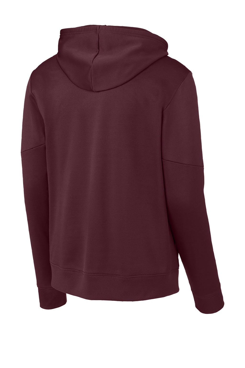 Sport-Tek ST255 Mens Sport-Wick Moisture Wicking United Fleece Hooded Sweatshirt Hoodie w/ Pouch Pocket Maroon/White Flat Back