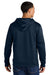 Sport-Tek ST255 Mens Sport-Wick Moisture Wicking United Fleece Hooded Sweatshirt Hoodie w/ Pouch Pocket Navy Blue/White Model Back