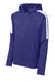 Sport-Tek ST255 Mens Sport-Wick Moisture Wicking United Fleece Hooded Sweatshirt Hoodie w/ Pouch Pocket Purple/White Flat Front