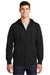 Sport-Tek ST258 Mens Fleece Full Zip Hooded Sweatshirt Hoodie w/ Pouch Pocket Black Model Front