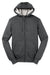 Sport-Tek ST258 Mens Fleece Full Zip Hooded Sweatshirt Hoodie w/ Pouch Pocket Heather Graphite Grey Flat Front