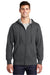 Sport-Tek ST258 Mens Fleece Full Zip Hooded Sweatshirt Hoodie w/ Pouch Pocket Heather Graphite Grey Model Front
