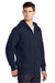 Sport-Tek ST258 Mens Fleece Full Zip Hooded Sweatshirt Hoodie w/ Pouch Pocket True Navy Blue Model 3q