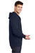 Sport-Tek ST258 Mens Fleece Full Zip Hooded Sweatshirt Hoodie w/ Pouch Pocket True Navy Blue Model Side