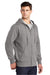 Sport-Tek ST258 Mens Fleece Full Zip Hooded Sweatshirt Hoodie w/ Pouch Pocket Heather Vintage Grey Model 3q