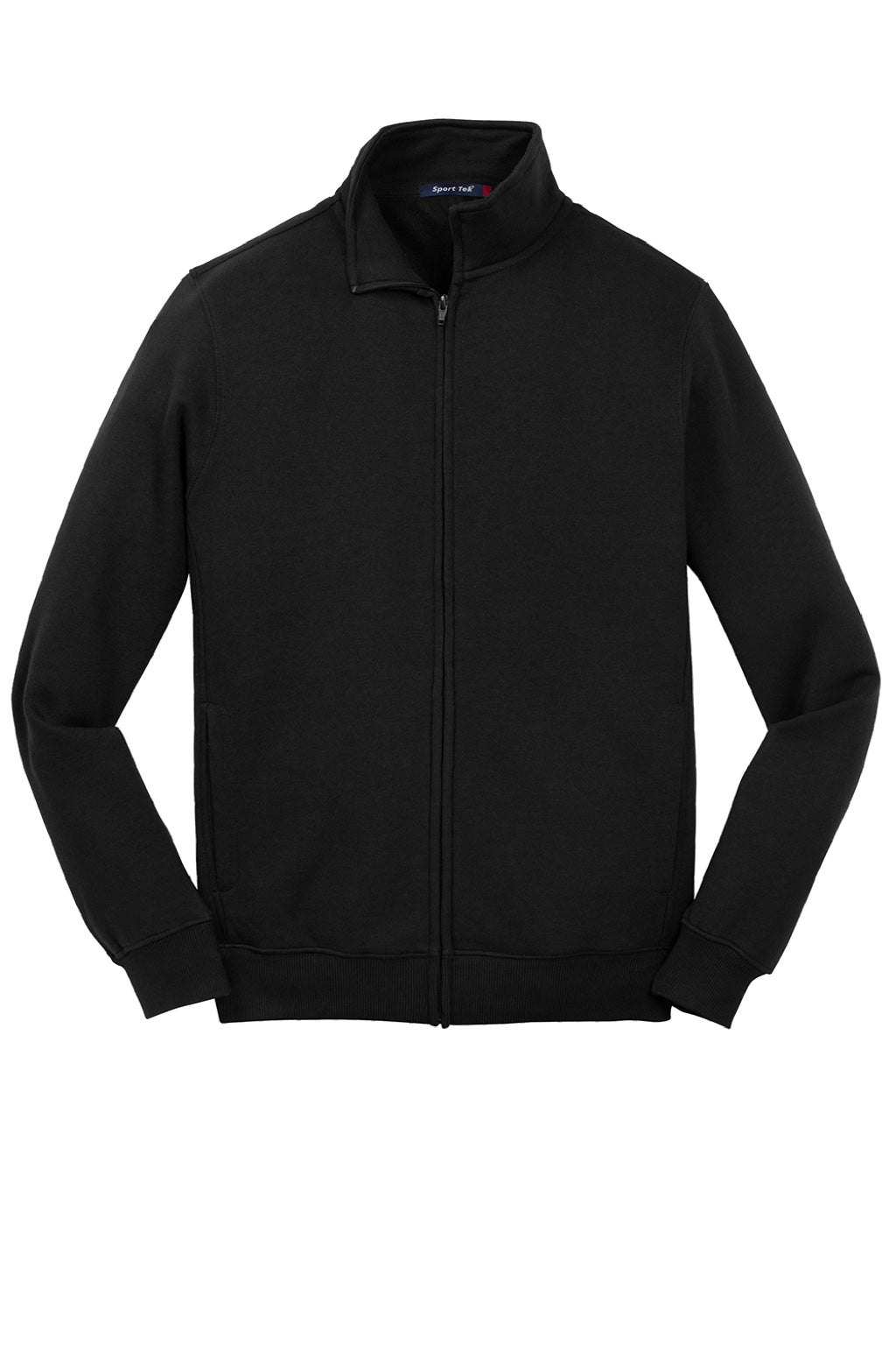 Sport-Tek ST259 Mens Shrink Resistant Fleece Full Zip Sweatshirt w/ Pockets Black Flat Front