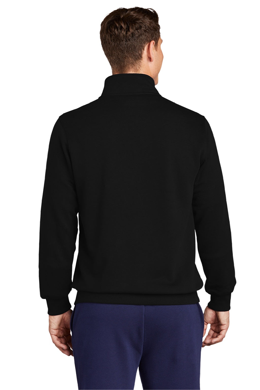 Sport-Tek ST259 Mens Shrink Resistant Fleece Full Zip Sweatshirt w/ Pockets Black Model Back