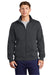 Sport-Tek ST259 Mens Shrink Resistant Fleece Full Zip Sweatshirt w/ Pockets Heather Graphite Grey Model Front