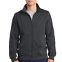 Sport-Tek Mens Shrink Resistant Fleece Full Zip Sweatshirt w/ Pockets - Heather Graphite Grey