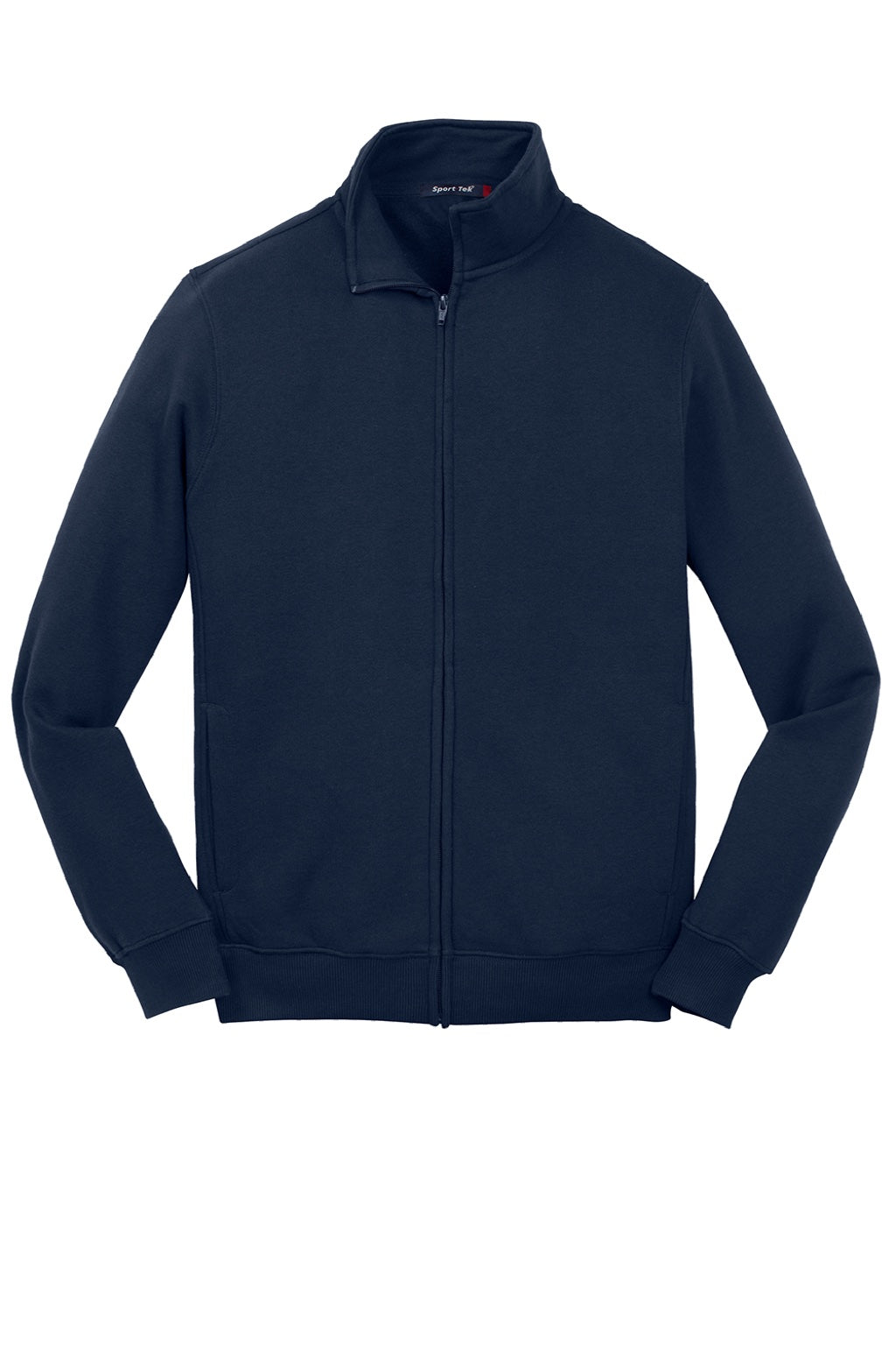 Sport-Tek ST259 Mens Shrink Resistant Fleece Full Zip Sweatshirt w/ Pockets True Navy Blue Flat Front