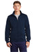 Sport-Tek ST259 Mens Shrink Resistant Fleece Full Zip Sweatshirt w/ Pockets True Navy Blue Model Front