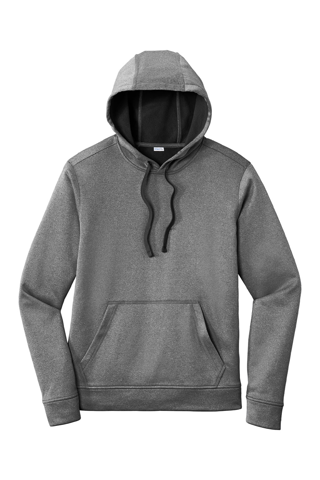 Sport-Tek ST264 Mens Heather Sport-Wick Moisture Wicking Fleece Hooded Sweatshirt Hoodie w/ Pouch Pocket Heather Black Flat Front