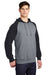 Sport-Tek ST267 Mens Shrink Resistant Fleece Hooded Sweatshirt Hoodie w/ Pouch Pocket Heather Vintage Grey/Black Model 3q