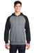 Sport-Tek ST267 Mens Shrink Resistant Fleece Hooded Sweatshirt Hoodie w/ Pouch Pocket Heather Vintage Grey/Black Model Front