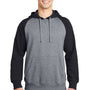 Sport-Tek Mens Shrink Resistant Fleece Hooded Sweatshirt Hoodie w/ Pouch Pocket - Heather Vintage Grey/Black