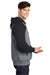 Sport-Tek ST267 Mens Shrink Resistant Fleece Hooded Sweatshirt Hoodie w/ Pouch Pocket Heather Vintage Grey/Black Model Side