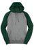 Sport-Tek ST267 Mens Shrink Resistant Fleece Hooded Sweatshirt Hoodie w/ Pouch Pocket Heather Vintage Grey/Forest Green Flat Front