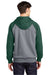 Sport-Tek ST267 Mens Shrink Resistant Fleece Hooded Sweatshirt Hoodie w/ Pouch Pocket Heather Vintage Grey/Forest Green Model Back