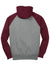 Sport-Tek ST267 Mens Shrink Resistant Fleece Hooded Sweatshirt Hoodie w/ Pouch Pocket Heather Vintage Grey/Maroon Flat Back