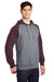 Sport-Tek ST267 Mens Shrink Resistant Fleece Hooded Sweatshirt Hoodie w/ Pouch Pocket Heather Vintage Grey/Maroon Model 3q