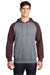 Sport-Tek ST267 Mens Shrink Resistant Fleece Hooded Sweatshirt Hoodie w/ Pouch Pocket Heather Vintage Grey/Maroon Model Front