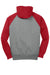 Sport-Tek ST267 Mens Shrink Resistant Fleece Hooded Sweatshirt Hoodie w/ Pouch Pocket Heather Vintage Grey/True Red Flat Back