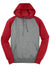 Sport-Tek ST267 Mens Shrink Resistant Fleece Hooded Sweatshirt Hoodie w/ Pouch Pocket Heather Vintage Grey/True Red Flat Front