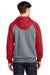 Sport-Tek ST267 Mens Shrink Resistant Fleece Hooded Sweatshirt Hoodie w/ Pouch Pocket Heather Vintage Grey/True Red Model Back