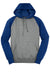 Sport-Tek ST267 Mens Shrink Resistant Fleece Hooded Sweatshirt Hoodie w/ Pouch Pocket Heather Vintage Grey/True Royal Blue Flat Front