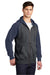 Sport-Tek ST269 Mens Shrink Resistant Fleece Full Zip Hooded Sweatshirt Hoodie w/ Pockets Heather Graphite Grey/True Navy Blue Model 3q