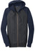 Sport-Tek ST269 Mens Shrink Resistant Fleece Full Zip Hooded Sweatshirt Hoodie w/ Pockets Heather Graphite Grey/True Navy Blue Flat Front