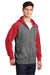 Sport-Tek ST269 Mens Shrink Resistant Fleece Full Zip Hooded Sweatshirt Hoodie w/ Pockets Heather Vintage Grey/True Red Model 3q