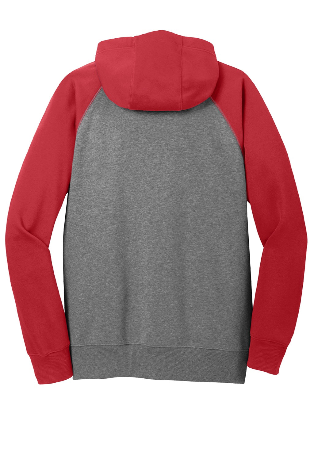 Sport-Tek ST269 Mens Shrink Resistant Fleece Full Zip Hooded Sweatshirt Hoodie w/ Pockets Heather Vintage Grey/True Red Flat Back