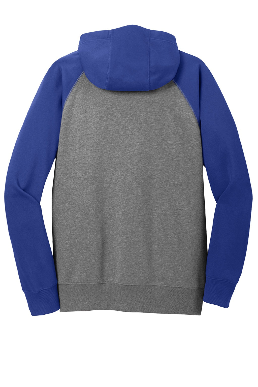 Sport-Tek ST269 Mens Shrink Resistant Fleece Full Zip Hooded Sweatshirt Hoodie w/ Pockets Heather Vintage Grey/True Royal Blue Flat Back