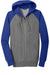 Sport-Tek ST269 Mens Shrink Resistant Fleece Full Zip Hooded Sweatshirt Hoodie w/ Pockets Heather Vintage Grey/True Royal Blue Flat Front