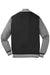 Sport-Tek ST270 Mens Snap Down Fleece Letterman Jacket Black/Heather Vintage Grey/White Flat Back