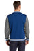 Sport-Tek ST270 Mens Snap Down Fleece Letterman Jacket True Royal Blue/Heather Vintage Grey/White Model Back